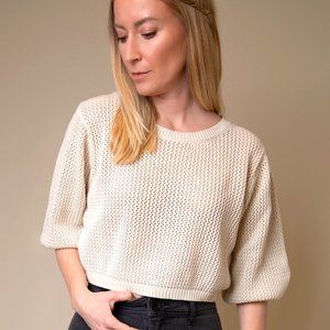 NWT evirwild Lucy Crochet Poet Sleeve Crop Top